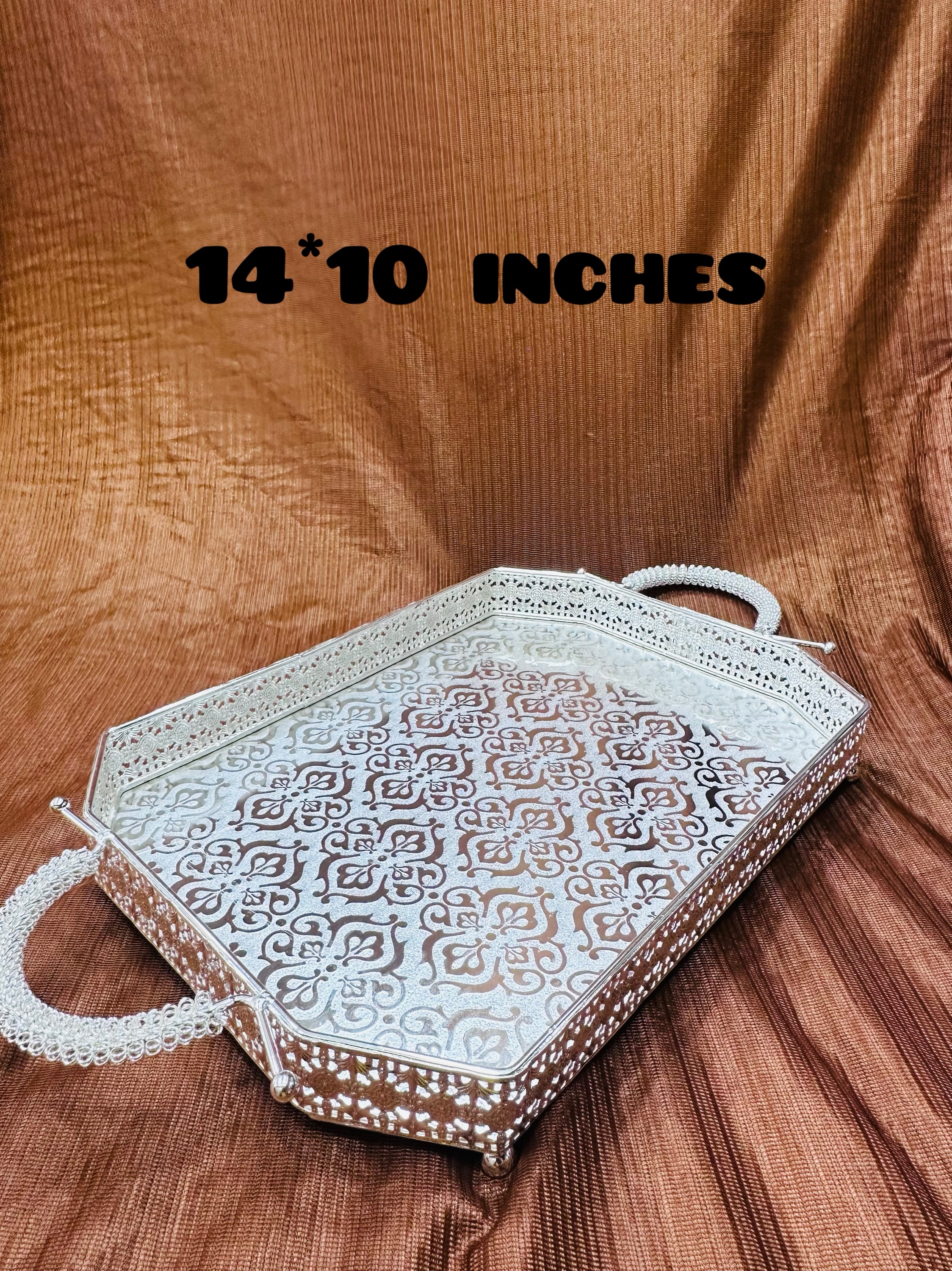 Rectangle with handles German silver plate