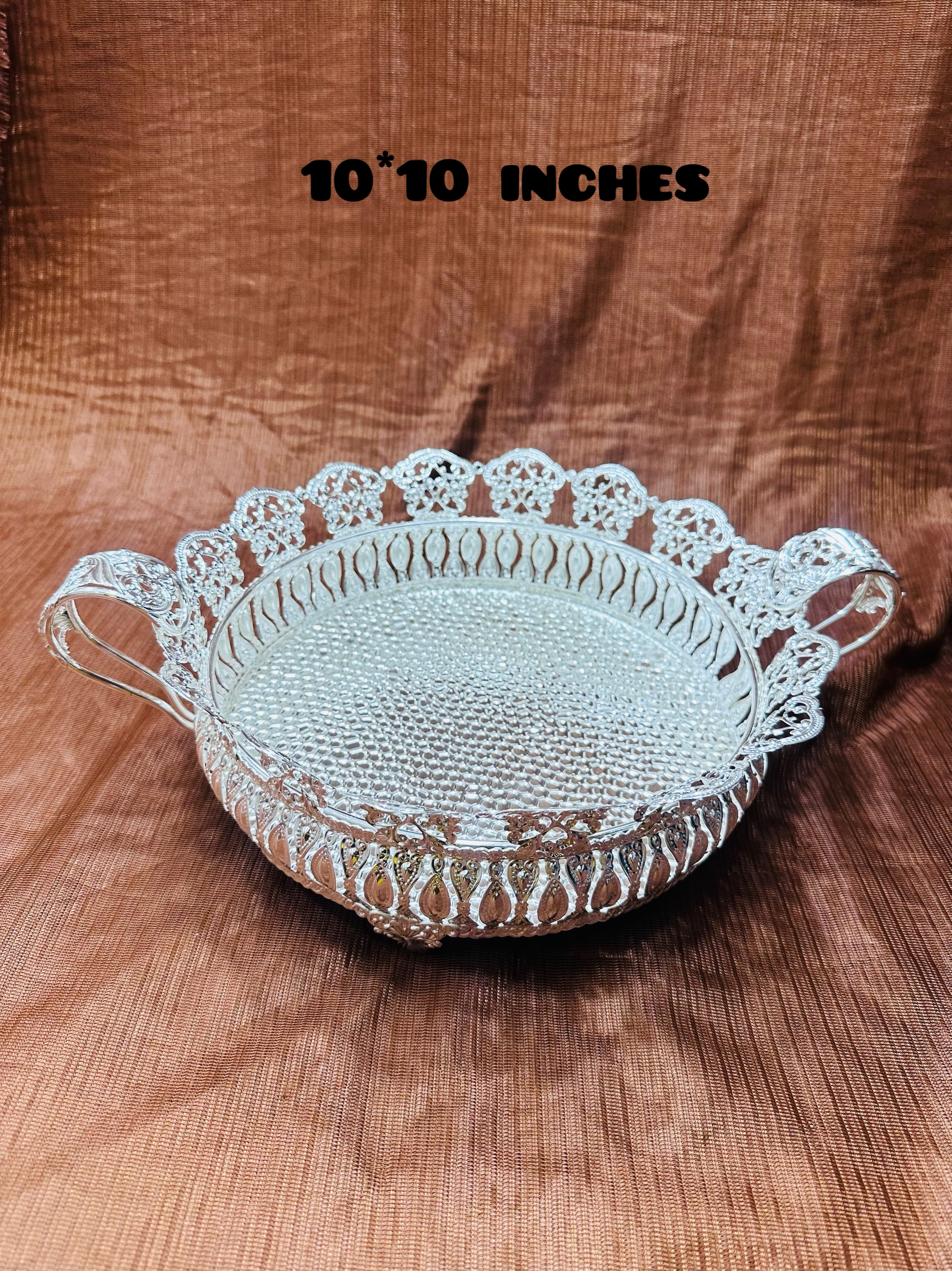 Round with handles german silver plate